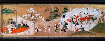 Paravent Japonais, Fête de Printemps, musée d'Art Oriental Ca' Pesaro de Venise en Italie