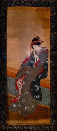 Jeune femme avec une poupée, musée d'Art Oriental Ca' Pesaro de Venise en Italie