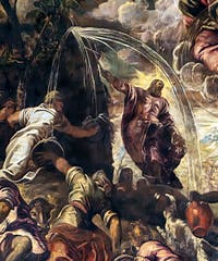 Tintoretto, Moses sprudelt Wasser aus dem Felsen, Scuola Grande San Rocco in Venedig