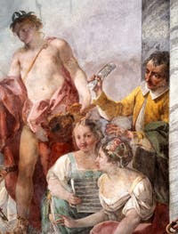 Jacopo Guarana et Agostino Mengozzi Colonna, portrait de Pasquale Anfossi dans la fresque du Concerto des filles du choeur de l'Ospedaletto Derelitti, Venise Italie