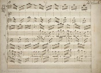 Manuscript score by Antonio Vivaldi, aria Allegro for viola