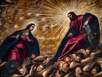 Tintorettos Paradies, die Jungfrau Maria und Jesus Christus im Dogenpalast in Venedig