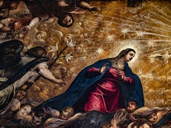 Le Paradis de Tintoret, la Vierge Marie et l'Archange Gabriel, au Palais des Doges de Venise