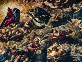 Le Paradis de Tintoret, le Christ, l'Archange Michel et saint Jean, au Palais des Doges de Venise