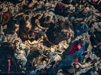 Die Heiligen aus Tintorettos Paradies im Dogenpalast in Venedig