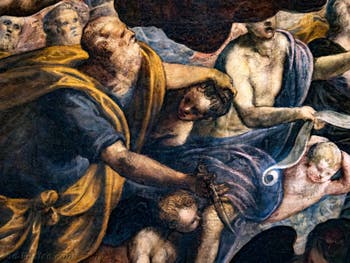 Le Paradis de Tintoret, Abraham tenant Isaac par les cheveux, au Palais des Doges de Venise