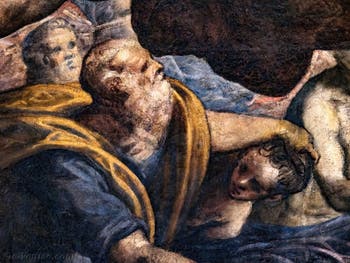Details von Abraham und Isaak in Tintorettos Paradies im Dogenpalast in Venedig