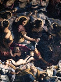 Tintorettos Paradies, der heilige Rochus, die heilige Helena, die heilige Lucia von Syrakus und Abraham, im Dogenpalast von Venedig