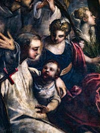 Le Paradis de Tintoret, saint Antoine de Padoue et l'enfant (ou saint Bernard de Clervaux), au Palais des Doges de Venise
