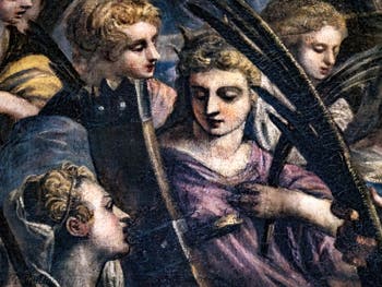 Le Paradis de Tintoret, le beau visage de sainte Catherine d'Alexandrie, au Palais des Doges de Venise
