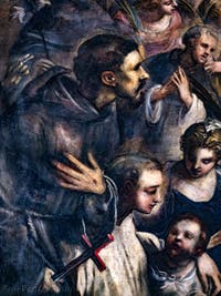 Le Paradis de Tintoret, saint François d'Assise et sa croix, au Palais des Doges de Venise