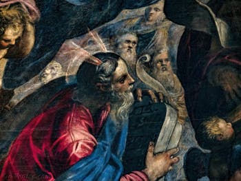 Tintorettos Paradies, Moses mit den Gesetzestafeln, im Dogenpalast von Venedig