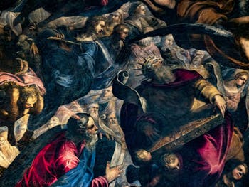 Le Paradis de Tintoret, Moïse et le roi David avec une cithare, au Palais des Doges de Venise