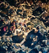 Tintorettos Paradies, Erzengel Gabriel, König Salomon, Isaias, Amos, Noah und St. Markus, im Dogenpalast in Venedig