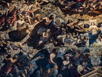 Le Paradis de Tintoret, le roi Salomon, les prophètes Isaïe et Amos, Noé, saint Marc, saint Luc et l'archange Raphaël, au Palais des Doges de Venise