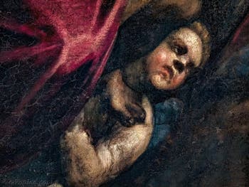 Le Paradis de Tintoret, détail d'un ange, au Palais des Doges de Venise