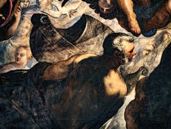 Le Paradis de Tintoret, la colombe avec son rameau d'olivier, l'arche et Noé, au Palais des Doges de Venise