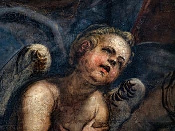 Le Paradis de Tintoret, détail de l'ange sous saint Marc, au Palais des Doges de Venise