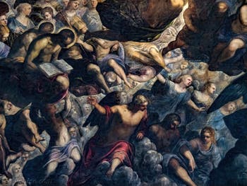 Engel und Märtyrer aus Tintorettos Paradies im Dogenpalast in Venedig