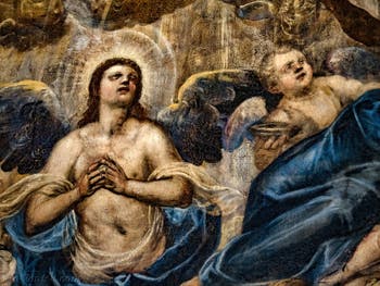 Tintorettos Paradies, der Erzengel Raphael und ein Engelchen, im Dogenpalast in Venedig