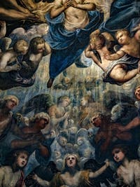Le Paradis de Tintoret, la nuée des anges sous l'archange Raphaël, au Palais des Doges de Venise