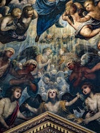 Le Paradis de Tintoret, les anges sous l'archange Raphaël avec au centre l'ange guardien de la mer, au Palais des Doges de Venise
