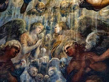 Tintorettos Paradies, betende Engel unter dem Erzengel Raphael, im Dogenpalast in Venedig