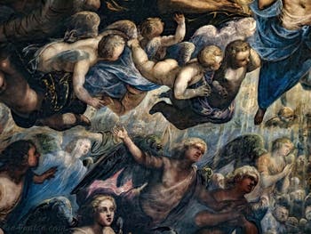 Tintorettos Paradies, Engel und Cherubim unter dem Erzengel Raphael, im Dogenpalast in Venedig
