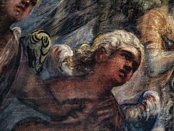 Tintorettos Paradies, Flug eines blonden Engels unter dem Erzengel Raphael, im Dogenpalast in Venedig