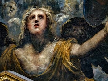 Le Paradis de Tintoret, l'ange guardien de la mer sous l'archange Raphaël, au Palais des Doges de Venise