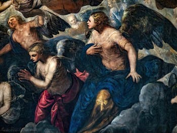 Le Paradis de Tintoret, les anges autour de Raphaël, au Palais des Doges de Venise