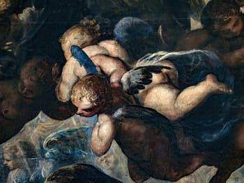 Le Paradis de Tintoret, groupe d'anges chérubins, au Palais des Doges de Venise