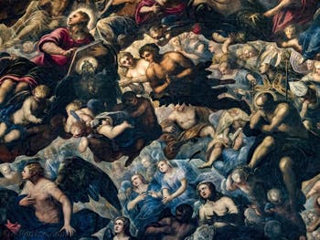 Le Paradis de Tintoret, saint Jean, Ève et Adam, au Palais des Doges de Venise