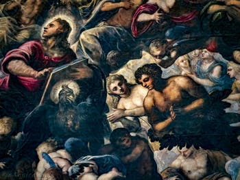 Tintorettos Paradies, St. Johannes und sein Adler, Eva und Adam, im Dogenpalast in Venedig