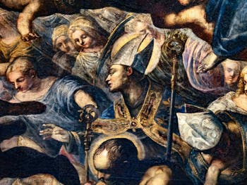 Tintorettos Paradies, Bischöfe, Engel und Heilige, im Dogenpalast in Venedig