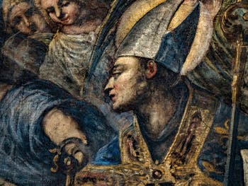 Das Paradies von Tintoretto, Heiliger Bischof, im Dogenpalast in Venedig