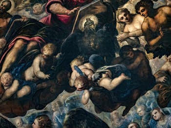Tintorettos Paradies, der Adler von Johannes, Adam und Eva, im Dogenpalast in Venedig