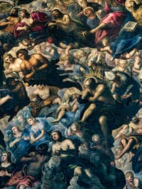 Le Paradis de Tintoret, saint Thomas, Adam et Ève, au Palais des Doges de Venise