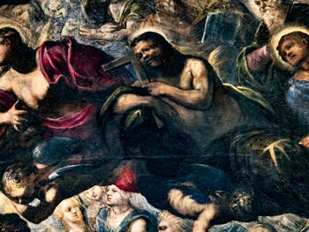 Le Paradis de Tintoret, saint Thomas avec son équerre, saint Philippe, au Palais des Doges de Venise