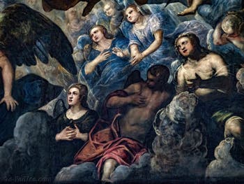 Tintorettos Paradies, Engel und Märtyrer im Gebet, im Dogenpalast in Venedig