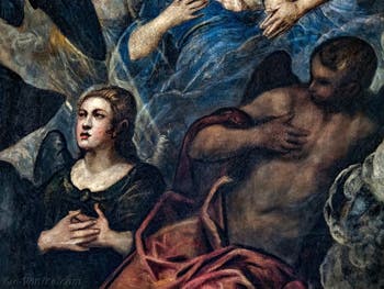 Le Paradis de Tintoret, ange en prières, au Palais des Doges de Venise