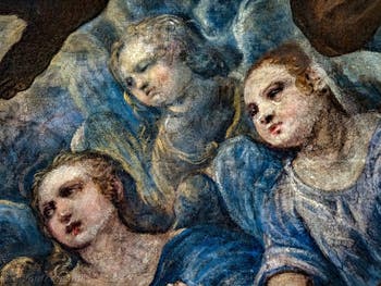Le Paradis de Tintoret, visages d'anges, au Palais des Doges de Venise
