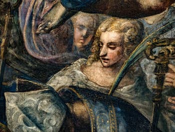 Detail einer Paradies-Märtyrerin von Tintoretto im Dogenpalast in Venedig
