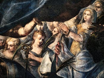 Tintorettos Paradies, die heilige Christina mit den Zangen und der um sie gewickelten Schlange, im Dogenpalast in Venedig