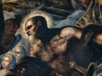 Tintorettos Paradies, der Apostel Paulus vor der heiligen Christina unten links, im Dogenpalast in Venedig