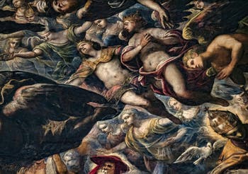 Le Paradis de Tintoret, anges couronnés et saint Grégoire, au Palais des Doges de Venise