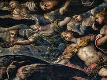 Gekrönte Engel aus Tintorettos Paradies im Dogenpalast in Venedig