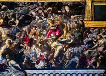 Tintorettos Paradies, St. Hieronymus, St. Gregor der Große, St. Augustinus, St. Paulus, Maria Magdalena, im Dogenpalast von Venedig