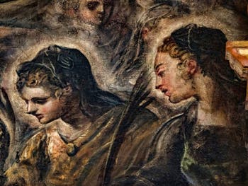 Tintorettos Paradies, Monika, die Mutter des heiligen Augustinus, Vater der lateinischen Kirche, im Dogenpalast in Venedig