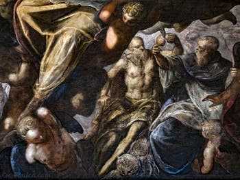 Le Paradis de Tintoret, saint Blaise et l'oiseau, au Palais des Doges de Venise